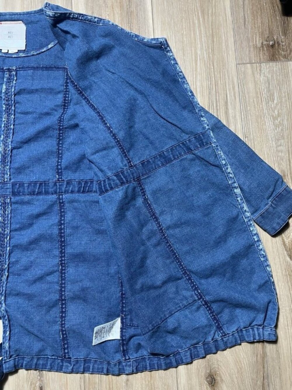 Hei Hei Anthropologie Open Front Linen Chambray Denim Jacket - Women Size XS - Picture 11 of 15